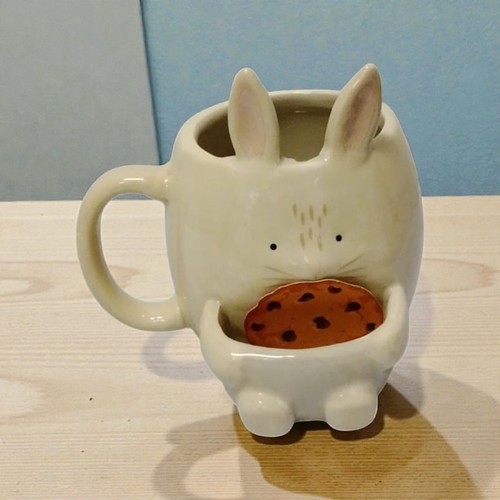 Cute bunny ceramic mug cookie - ceramic,